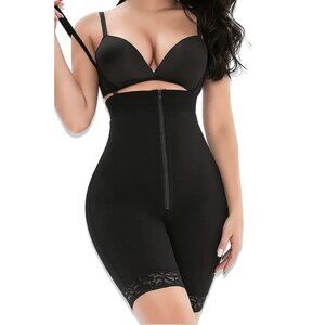 Mid-Thigh Post-Surgical Body Shaper Detachable Straps Open Crotch Buttock Lifter